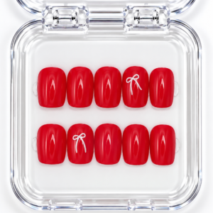 Classic Red Bow press-on nails, Karève
