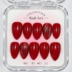Classic Red Sparkle press-on nails, Karève