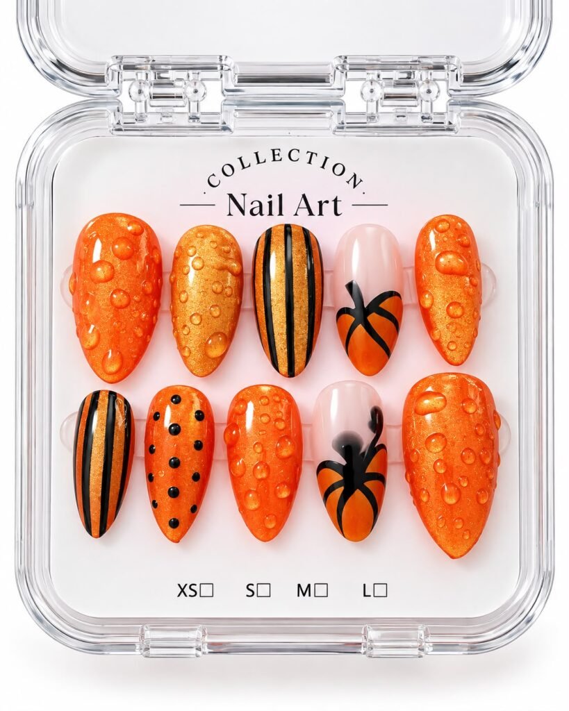 Pumpkin Pop press-on nails