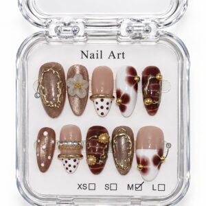 Brown Elegance press-on nails, Karève