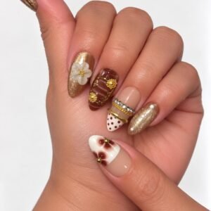 Brown Elegance press-on nails