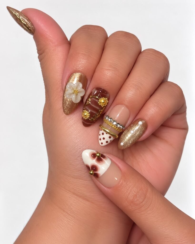 Brown Elegance press-on nails