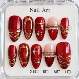 Red Luxury press-on nails, Karève