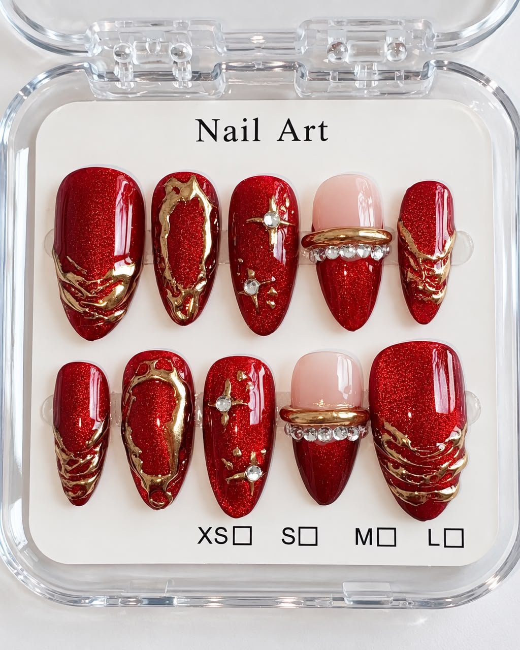 Red Luxury 2 press-on nails