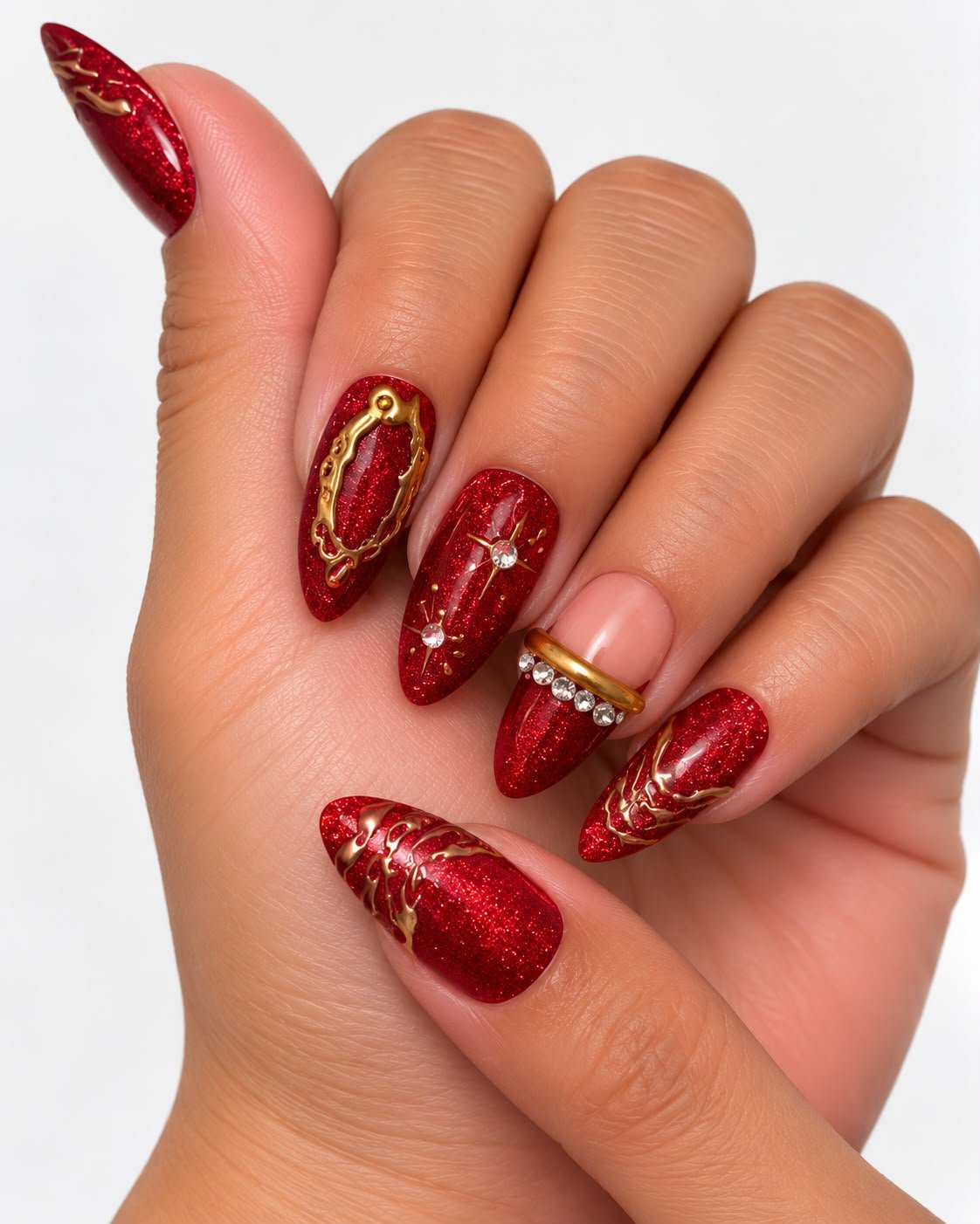 Red Luxury press-on nails